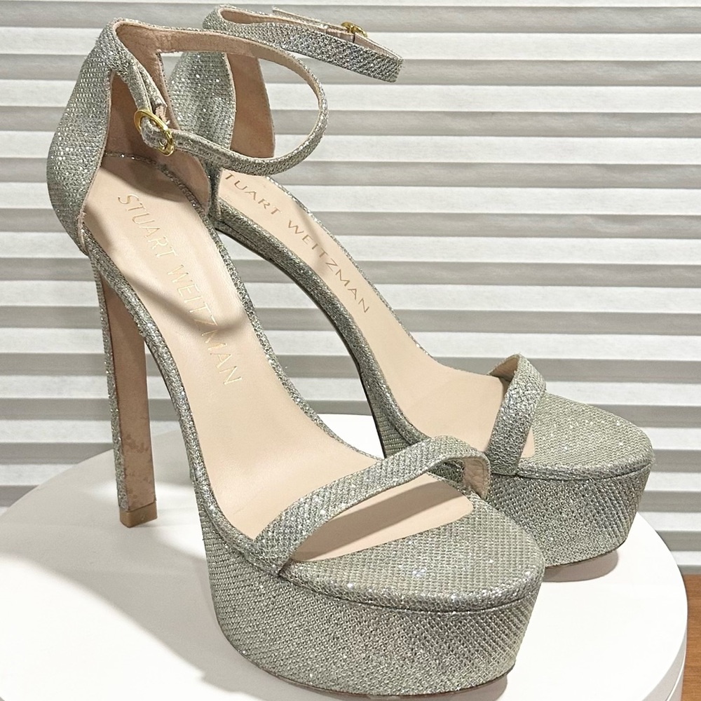 🌹STUART WEITZMAN 🌹 Nudistcurve Metallic Platform Sandals Size: 10 - Picture 5 of 13